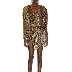 Retrofete (Retrofête) Eleanor Gold Snake Print Dress New With Tags Size XS